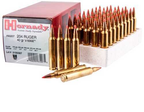 Click to see larger image. 204 Ruger 50 Rounds Ammunition Hornady 40 Grain Ballistic Tip
