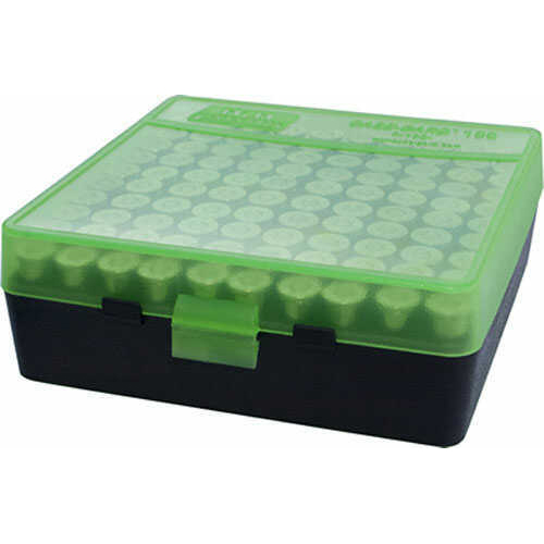 MTM P1004516T Case-Ga Round P-100 Ammunition Box Handgun 9mm/380 100 Plastic Clear Green