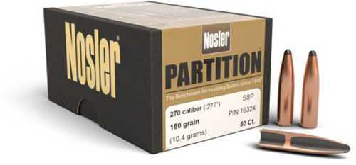 Nosler 270 Caliber 160 Grains Semi-Spitzer Partition Bullets (Per 50) 16324