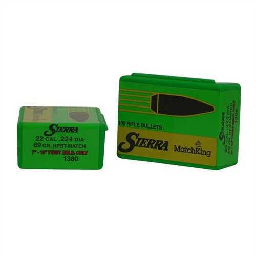 Sierra 22 Caliber (.224) 69 Grains HPBT Match (Per 100) 1380