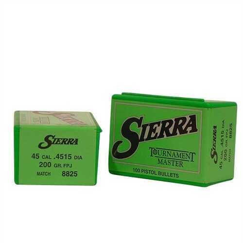 Click to see larger image. Sierra 45 Caliber 200 Grains FPJ Match (Per 100) 8825