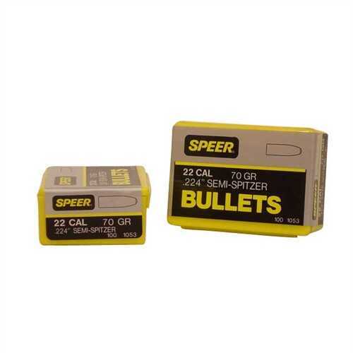 Speer 22 Caliber (.224) 70 Grains Semi-Spitzer SP (Per 100) 1053