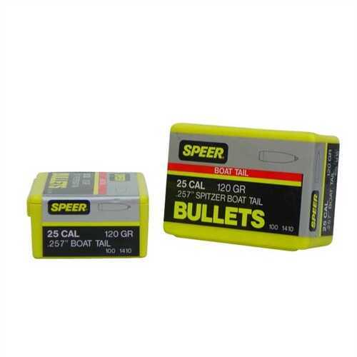 Click to see larger image. Speer 25 Caliber 120 Grains Spitzer BT SP (Per 100) 1410