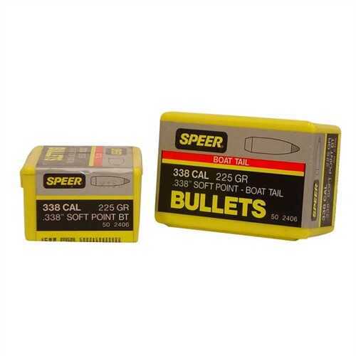 Speer 338 Caliber 225 Grains Spitzer SP BT (Per 50) 2406