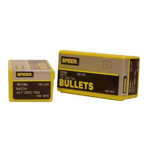 Speer Bullets 45 Caliber 185 Grains SWC TMJ Match (Per 100) 4473