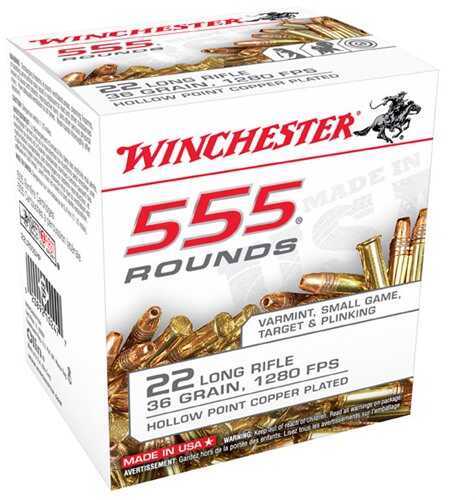 22 Long Rifle 555 Rounds Ammunition Winchester 36 Grain Hollow Point