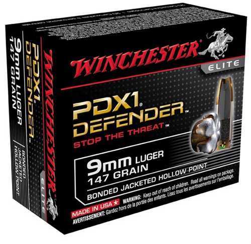9mm Luger 20 Rounds Ammunition Winchester 147 Grain Jacketed Hollow Cavity