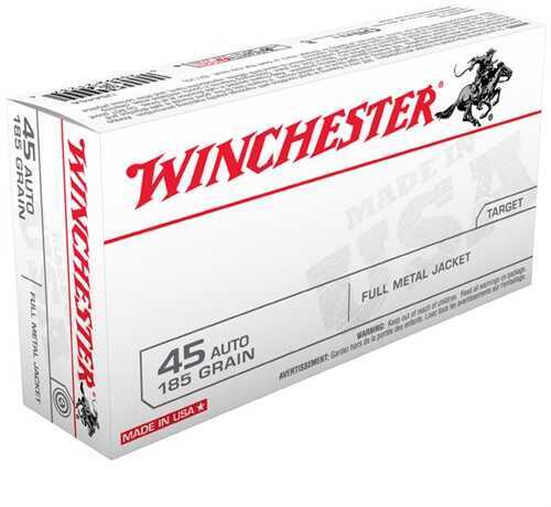 45 ACP 50 Rounds Ammunition Winchester 185 Grain Full Metal Jacket