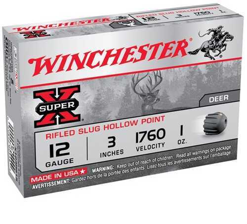 12 Gauge 5 Rounds Ammunition <span style="font-weight:bolder; ">Winchester</span> 3" 1 oz Lead #Slug