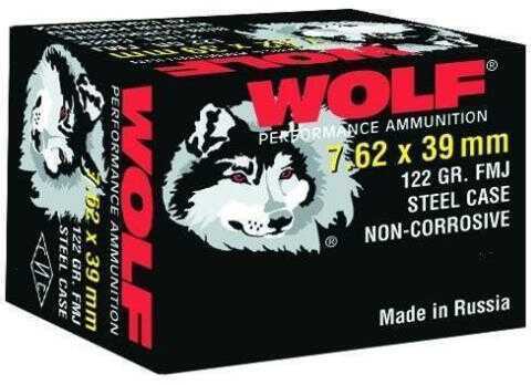 Click to see larger image. 7.62X39mm 20 Rounds Ammunition Wolf Performance Ammo 123 Grain Full Metal Jacket