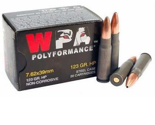 7.62X39mm 20 Rounds Ammunition Wolf Performance Ammo 123 Grain Hollow Point