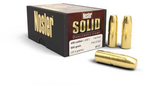 Nosler 458 Caliber 500 Grain Flat Point Solid Bulets (per 25) 27452