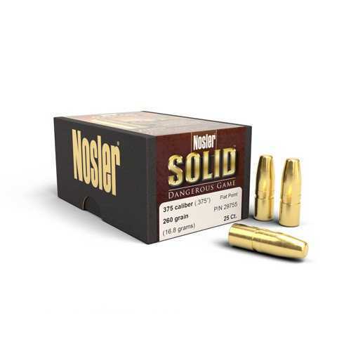Nosler 375 Caliber 260 Grain Flat Point Solid Bullets (Per 25) 29755