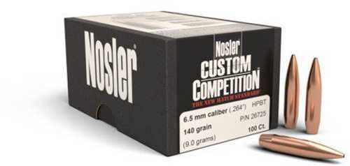 Nosler Custom Competition 6.5mm 140 Grain Hollow Point Boat Tail Bullet 1000 Per Box