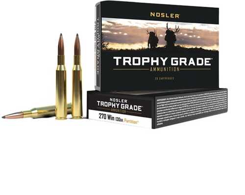 270 Winchester 130 Grain Nosler Trophy Grade bullet Box of 20 Rounds Rifle Ammunition