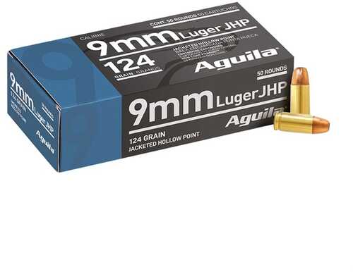 Aguila 1E092125 Personal Defense <span style="font-weight:bolder; ">9mm</span> Luger 124 Gr 1150 Fps Jacketed Hollow Point (JHP) 50 Bx/10 Cs