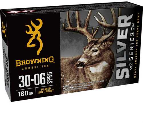 Browning Ammo Silver Series 30-06 Springfield Rifle 180 Grain Plated Soft Point 20 Rounds