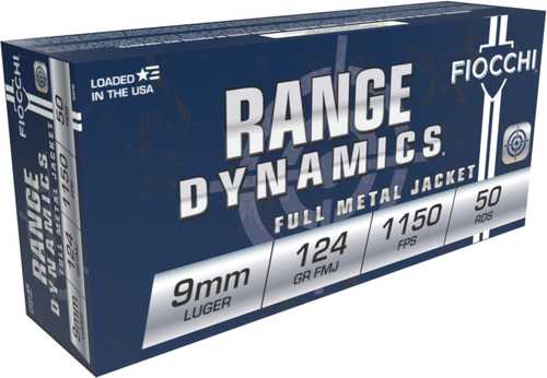 Fiocchi Ammo Range Dynamics 9MM Luger 124 Gr FMJ Ammo 1000 Round Case