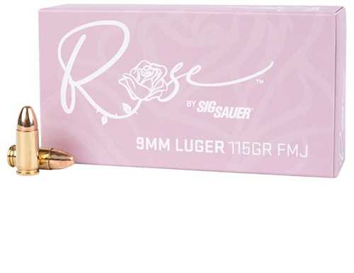 Sig Sauer Rose 9mm Luger Handgun Ammo 115 Grain Full Metal Jacket 50 Rounds