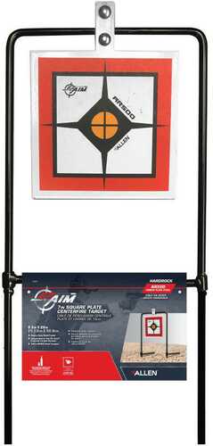 Allen EZ-Aim Hardrock AR500 Square Spinner Target & Stand For Rimfire Rounds & Centerfire Pistols 9.5"W x 20"H White/Red