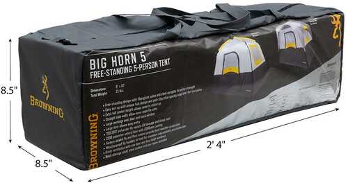 Browning Camping Big Horn 5 Tent 8 x 10 Charcoal/Grey