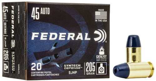 Federal Syntech Defense Handgun Ammunition .45 ACP 205Gr SJHP 970 Fps 50/ct