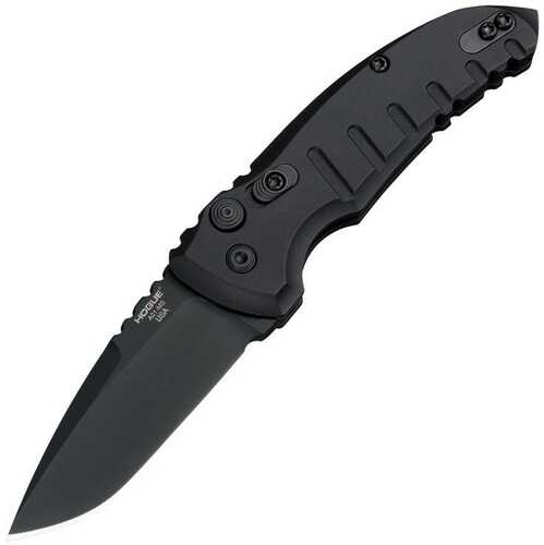 Hogue A01-Microswitch 2.75" Folder Automatic Knife Drop Point Blade Black/Matte