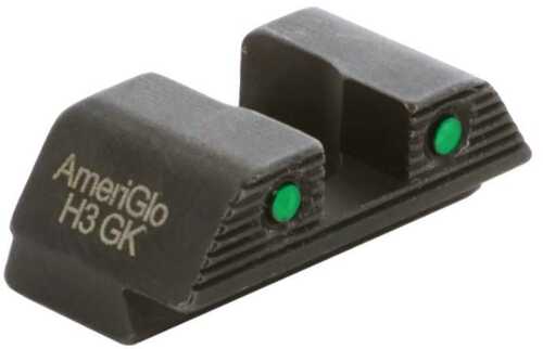Ameriglo Green Tritium 2-Dot Black OutlInes Rear Sight .256In H .165 Sq Notch Glock