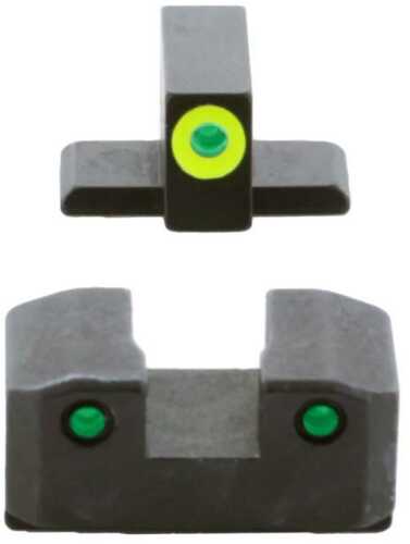 Ameriglo Trooper Tritium HAndgun Sight Set For Sig With #8 Front And #8 Rear Green Rear Green With LumiGreen Front