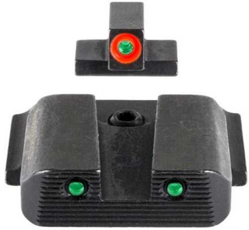 Ameriglo Trooper Tritium Handgun Sight Set For S&W M&P (Excludes .22/.380/Shield/EZ/Pro) Green Rear Green With Orange Fr