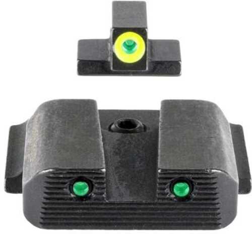 Ameriglo Trooper Tritium Handgun Sight Set For S&W M&P (Excludes .22/.380/Shield/EZ/Pro) Green Rear Green With LumiGreen SW-819