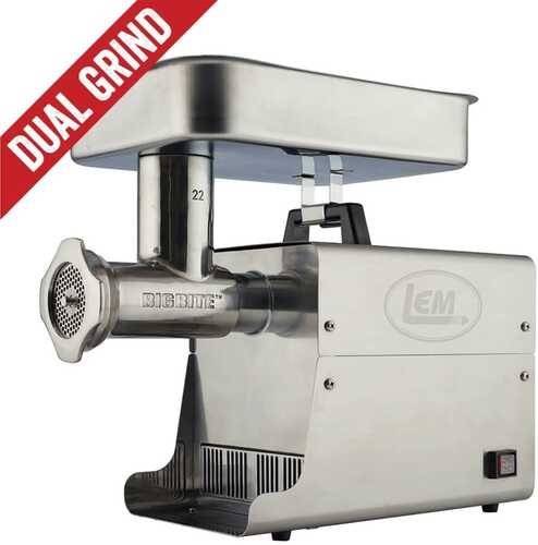 Lem Products #22 Big Bite Dual Grind Meat Grinder - 1 HP