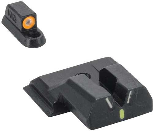 Meprolight Hyper Bright V-Sight Fixed Pistol Set For S&W M&P Shield Green With Orange Front