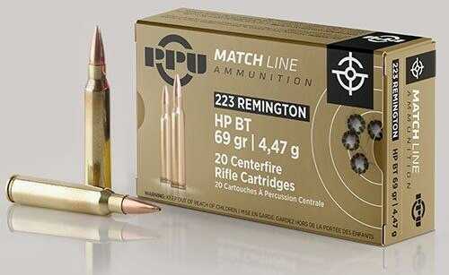PPU Match Ammunition .223 Rem 69 Gr HPBT 2855 Fps 20/ct