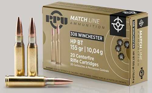 PPU Match Rifle Ammunition .308 Win. 155 Gr HPBT 2610 Fps 20/ct