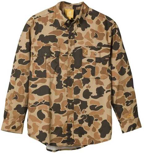 Browning Wasatch-Cb Shirt Button-Front 2 Pocket Vintage Tan Camo S
