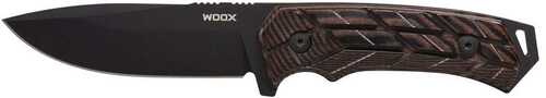 Woox Rock 62 Fixed Knife 4-1/4" Drop Point Blade Black With Brown X-Grip Handle