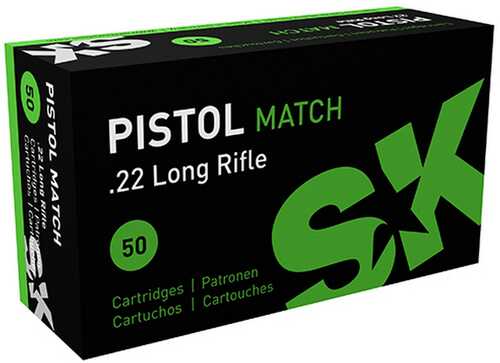 Sk Pistol Match Rimfire Ammunition .22 LR 922 Fps 40 Grain 50 Rounds
