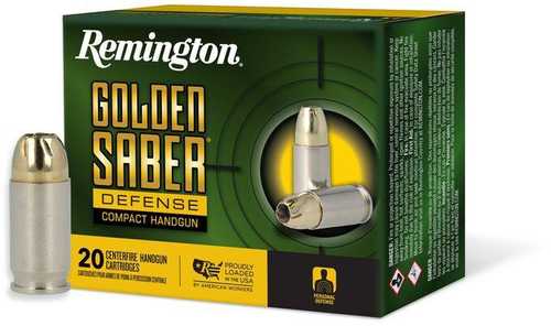 Remington Ammunition 27615 Golden Saber Defense 380 ACP 102 Gr Brass Jacket Hollow Point (BJHP) 20 Per Box/ 25 Cs