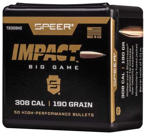 Speer Impact Big Game Bullets 30 Cal (.308) 190Gr Tipped Plated Cb 50/ct