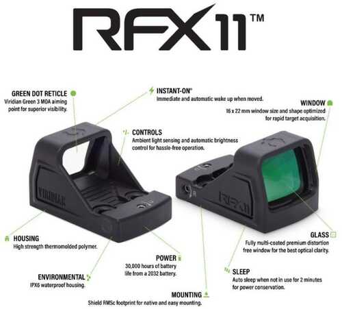 Click to see larger image. VIR 981-0020 RFX11 1X16 MCRO Grn Dot SHLD MNT