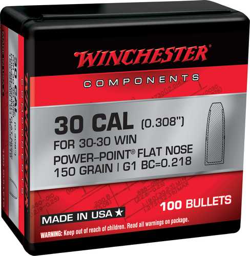 Winchester Bullets 30-30 Win 150 Grain Flat Nose Lead 100 Count