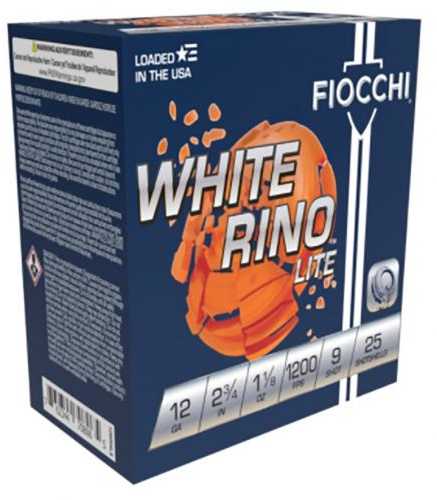 Fiocchi White Rino Lite Shotshells 12 Gauge 2-3/4" 1-1/8 Oz 1200 Fps #9 Shot 25 Rounds