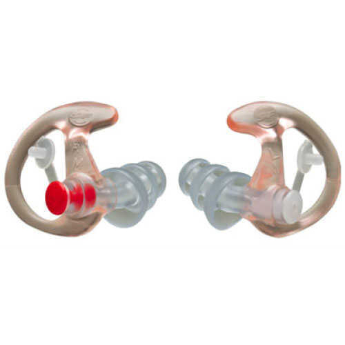 EarPro EP4 Sonic Defenders Plus 1 pair - Large Clear 24dB NRR with attached stopper plugs inserted 3- EP4-LPR