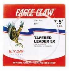 Click to see larger image. Eagle Claw Fishing Tackle Tapered Leader 3X 9ft Md#: LDR90-3X