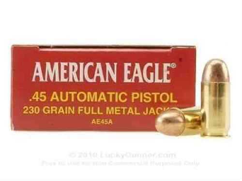 Federal Cartridge American Eagle Ammunition 45 Auto 230 Grains FMJ 50bx AE45A