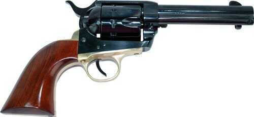 Cimarron Pistolero Revolver 22 Long Rifle Fixed Sight 4.75" Barrel Blued Finish Brass Trigger Frame Walnut Grips