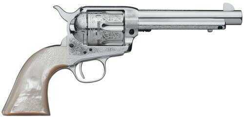 Taylor/<span style="font-weight:bolder; ">Uberti</span> 1873 SA Cattleman White Finish Full Coverage Engraved with Polymer Pearl Grip .45 colt 5.5" Barrel Revolver