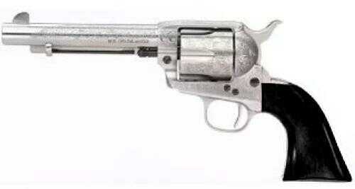 Taylor/<span style="font-weight:bolder; ">Uberti</span> 1873 SA Cattleman 45 Colt White Finish Full Coverage Engraved With Black Polymer Grip 5.5" Barrel