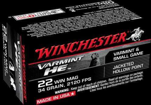 22 Winchester Magnum Rimfire 50 Rounds Ammunition 34 Grain Hollow Point